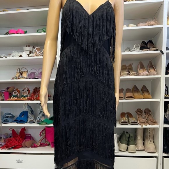 ASOS Black fringe midi dress (flapper) - Picture 2 of 6